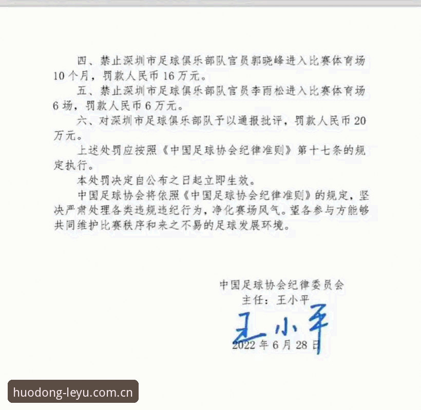 乐鱼体育在线评测 终身禁足 vs 五年禁赛:足协第三批罚单的处罚梯度与行业信号对比
